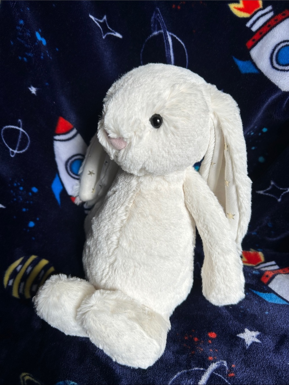 Rare Jellycat White Bunny Stuffed Animal with Star-wPrint Ears - Picture 2 of 6